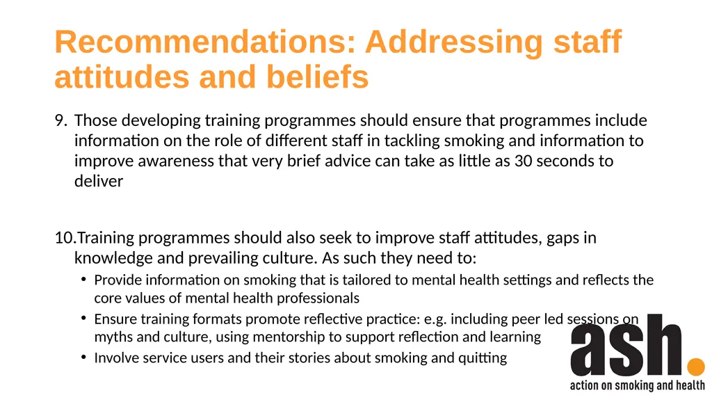Smokefree Skills: Training needs of mental health - slide 17 of 21
