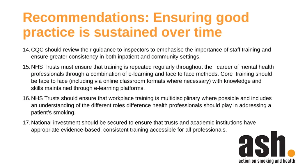Smokefree Skills: Training needs of mental health - slide 21 of 21