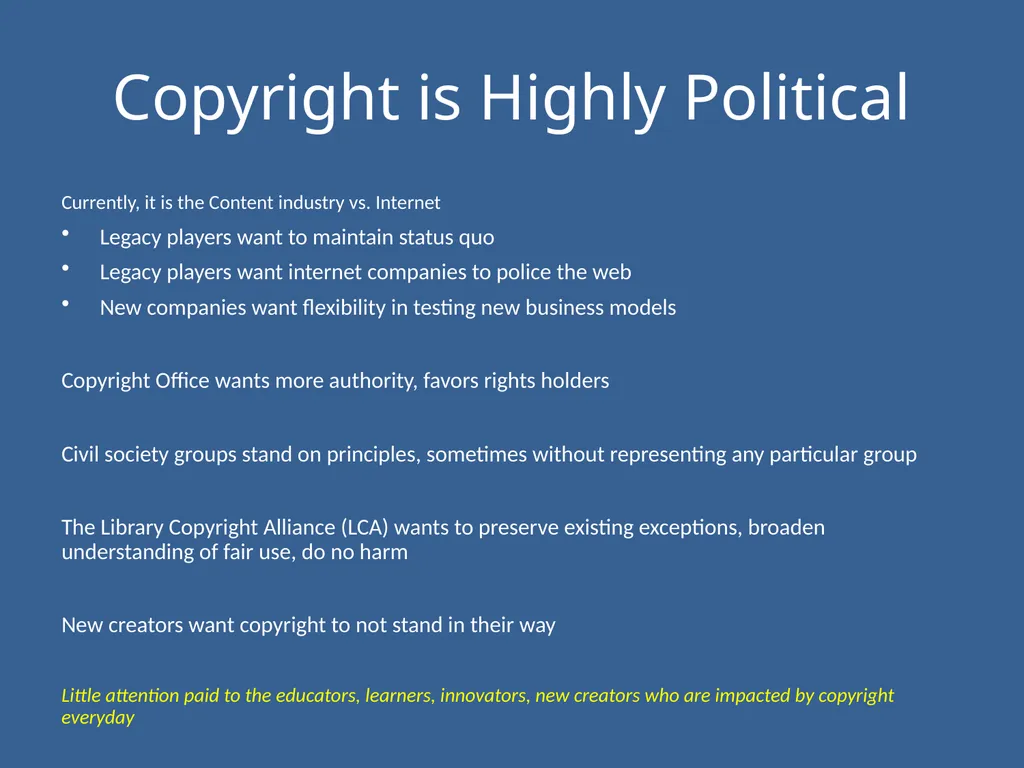 Copyright Law & Policy: Advocating for Libraries - slide 6 of 22