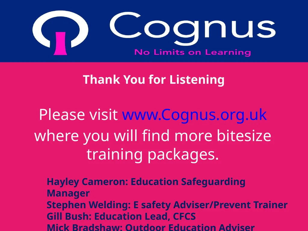 Safeguarding children, young people Working - slide 36 of 36