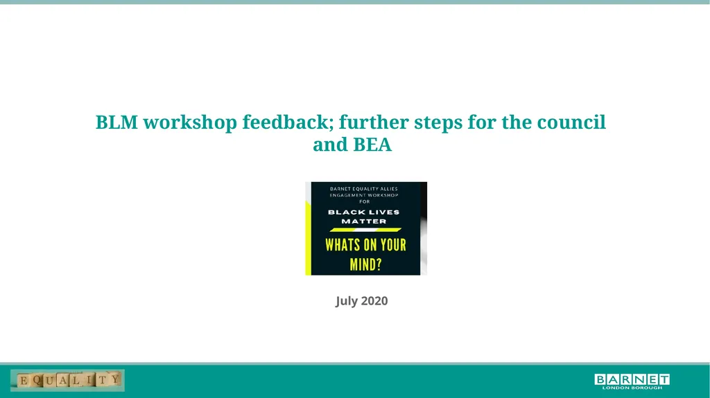 BLM workshop feedback; further steps for the - slide 1 of 17
