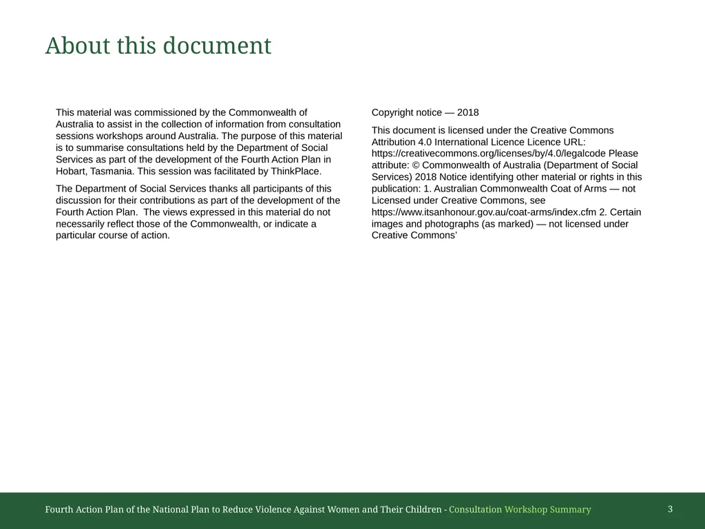 Hobart Consultation Summary Fourth Action Plan of - slide 3 of 10