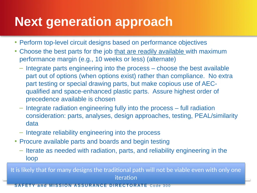 Jesse Leitner, Chief SMA Engineer, NASA GSFC Jesse - slide 10 of 19