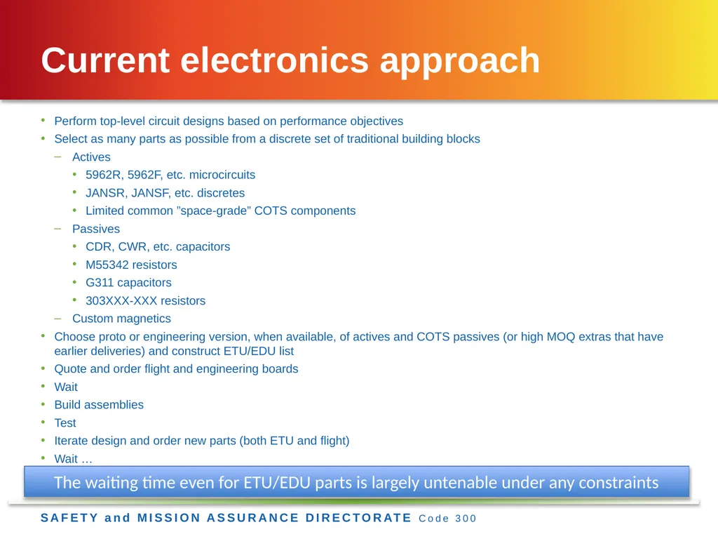 Jesse Leitner, Chief SMA Engineer, NASA GSFC Jesse - slide 9 of 19