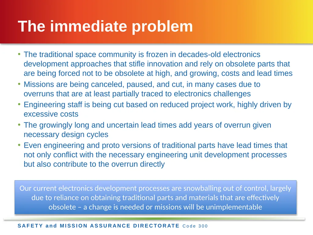Jesse Leitner, Chief SMA Engineer, NASA GSFC Jesse - slide 7 of 19