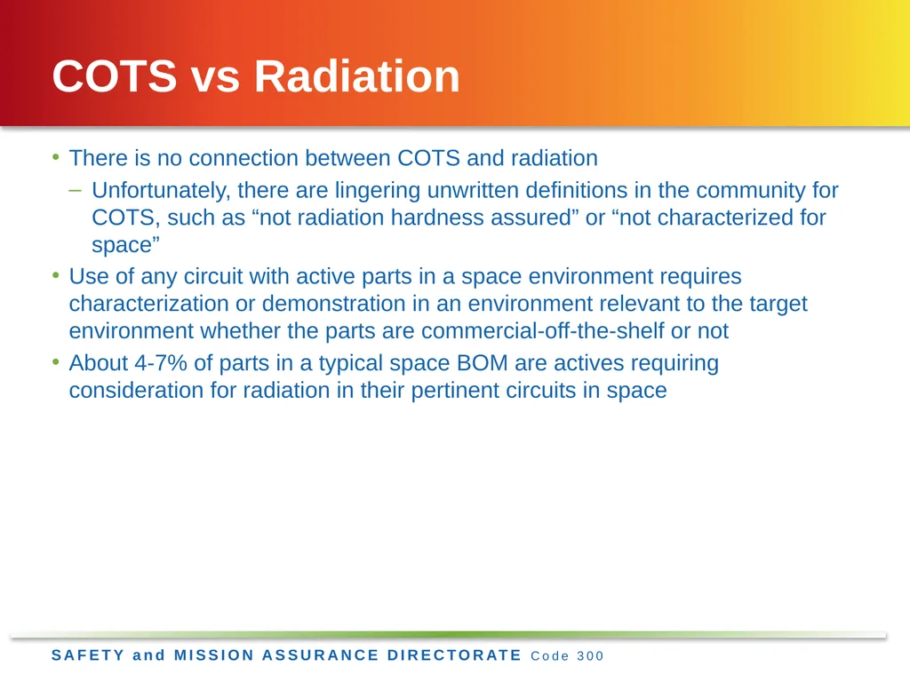 Jesse Leitner, Chief SMA Engineer, NASA GSFC Jesse - slide 16 of 19