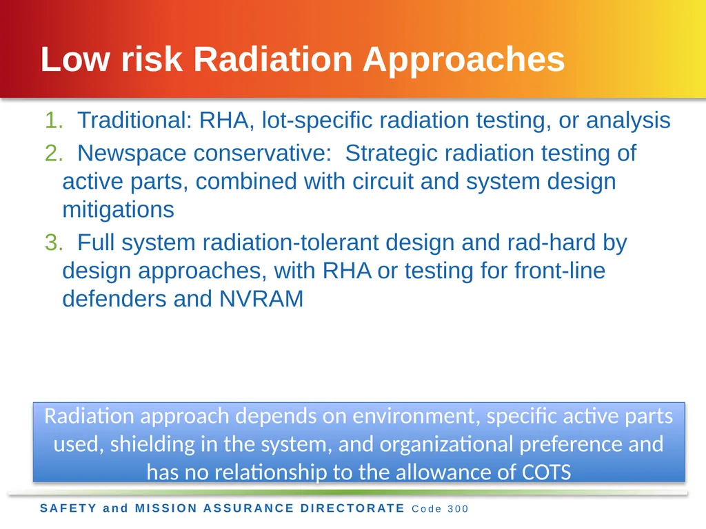 Jesse Leitner, Chief SMA Engineer, NASA GSFC Jesse - slide 17 of 19
