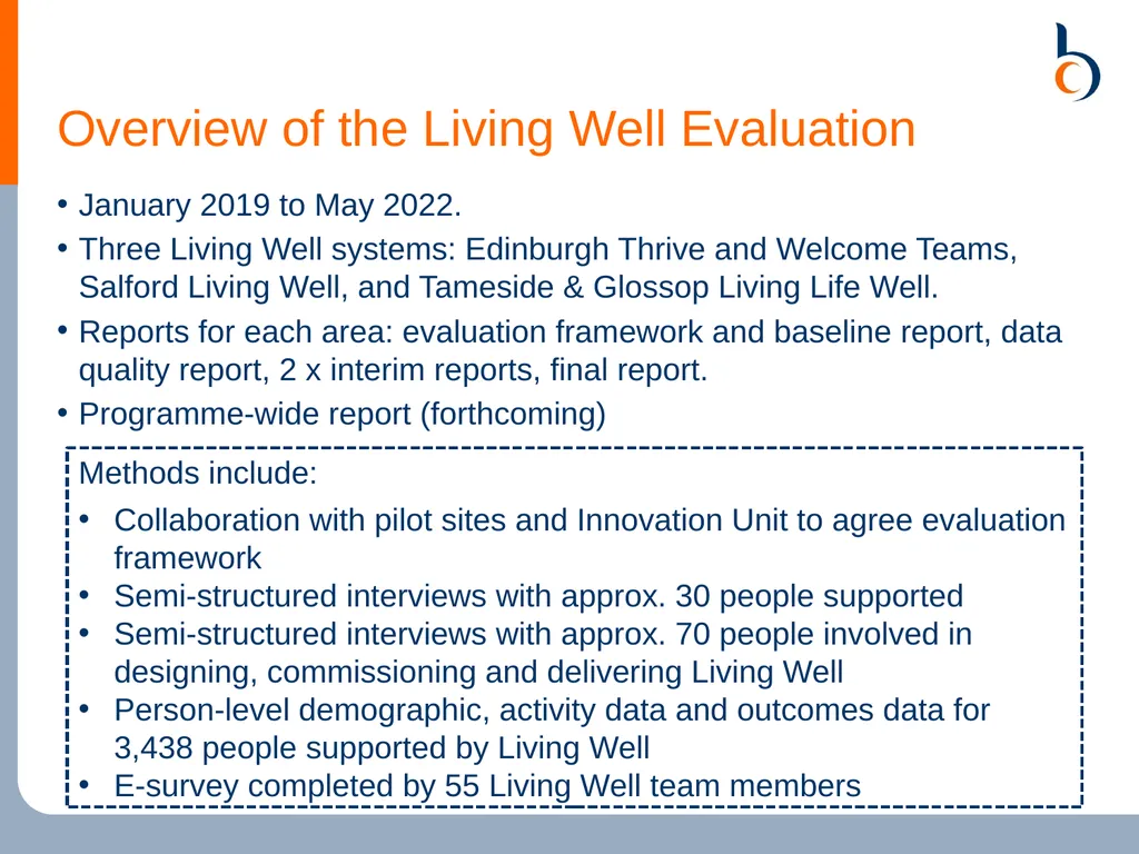 Living Well Evaluation Greater Manchester - slide 2 of 15