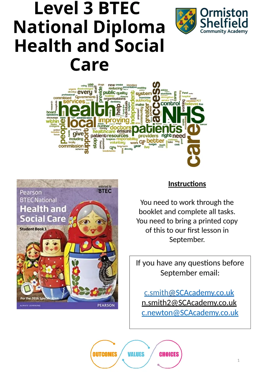 Level 3 BTEC National Diploma Health and Social