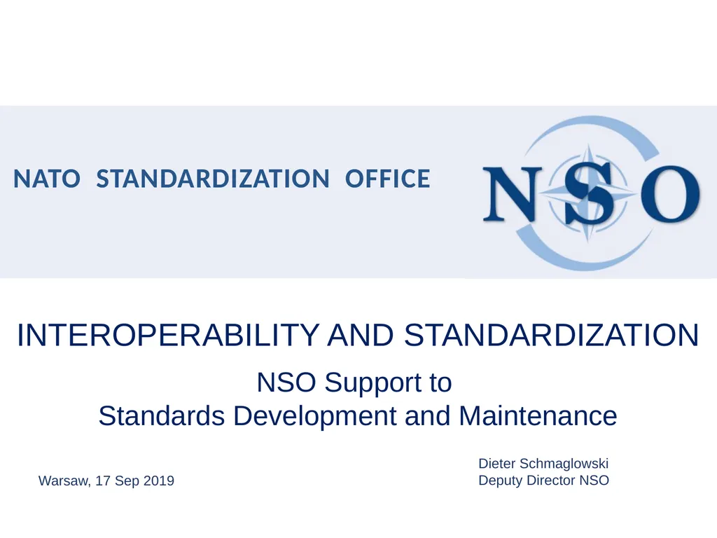 Warsaw, 17 Sep 2019 Dieter Schmaglowski Deputy - slide 1 of 21