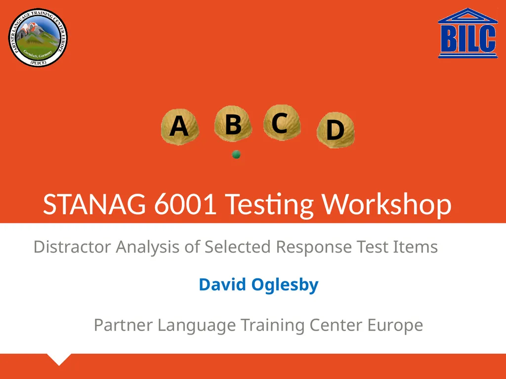 STANAG 6001 Testing Workshop Distractor Analysis