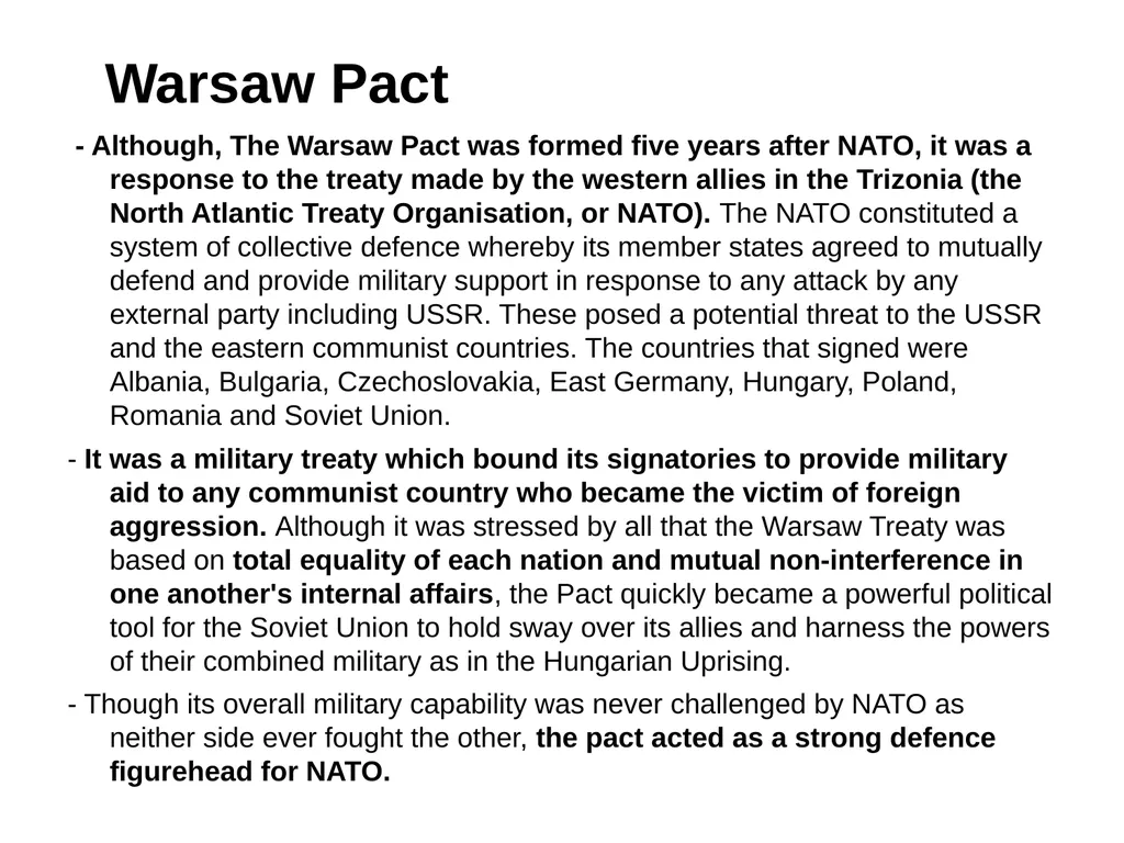 NATO & Warsaw Pact, Arms Race & Military - slide 3 of 11