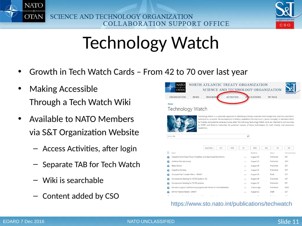 The Science & Technology Organization Enabling - slide 11 of 13