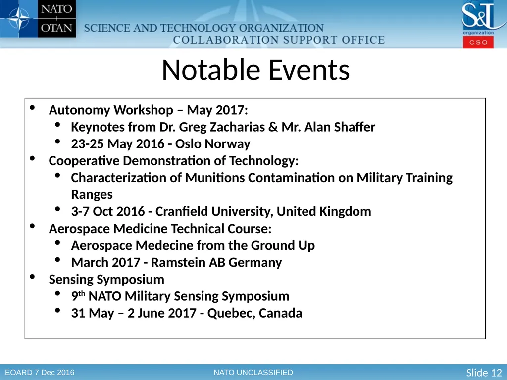 The Science & Technology Organization Enabling - slide 12 of 13