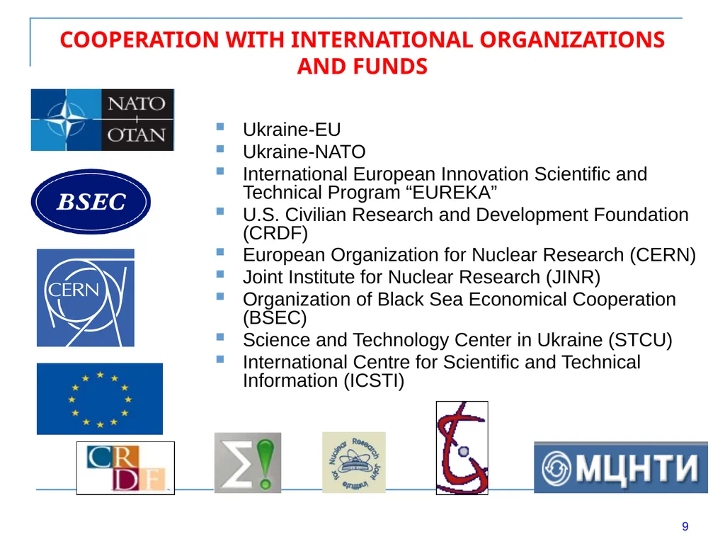 RESEARCH and INNOVATION in UKRAINE. Experience - slide 9 of 15