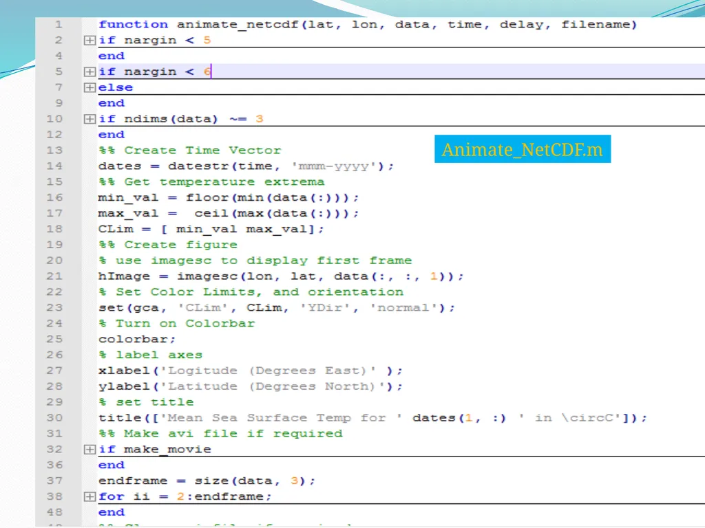 Reading NetCDF Files in Matlab and analyzing the - slide 12 of 20