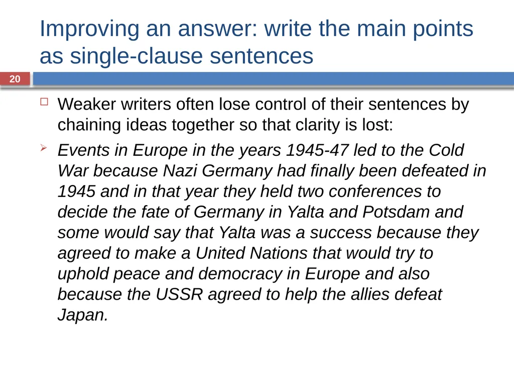 GRAMMAR FOR WRITING ACROSS THE CURRICULUM: - slide 20 of 29