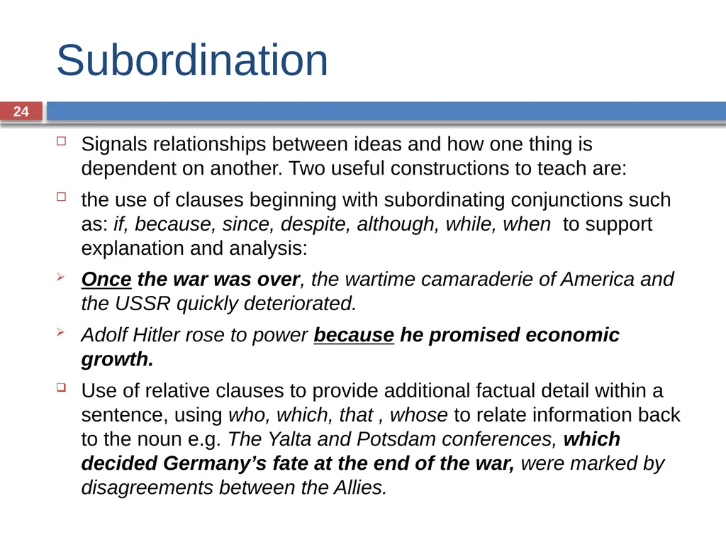 GRAMMAR FOR WRITING ACROSS THE CURRICULUM: - slide 24 of 29
