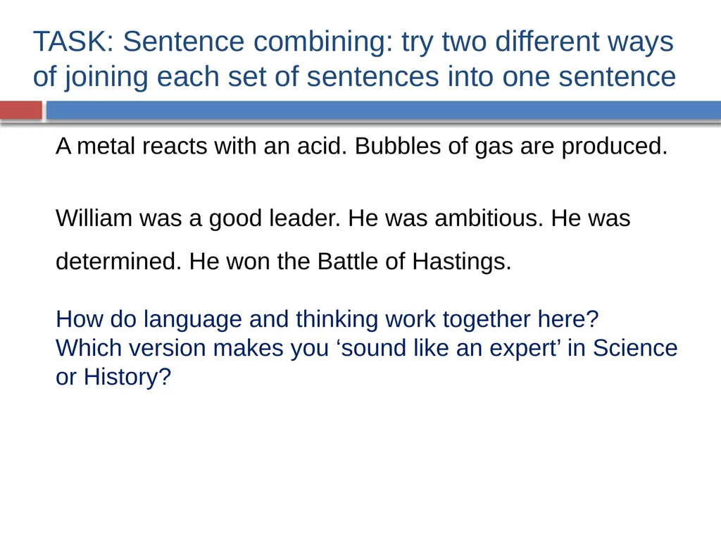 GRAMMAR FOR WRITING ACROSS THE CURRICULUM: - slide 8 of 29