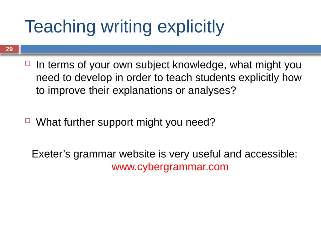 GRAMMAR FOR WRITING ACROSS THE CURRICULUM: - slide 29 of 29
