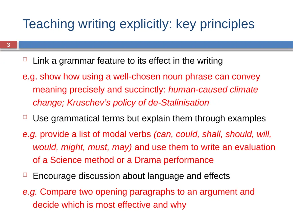 GRAMMAR FOR WRITING ACROSS THE CURRICULUM: - slide 3 of 29