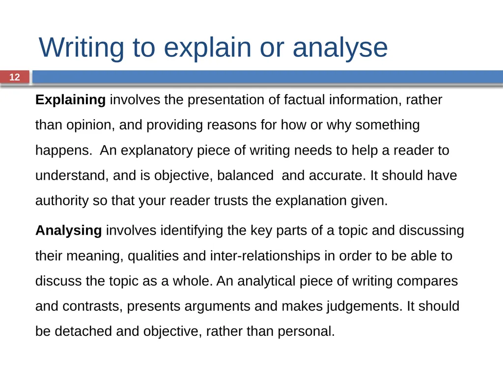 GRAMMAR FOR WRITING ACROSS THE CURRICULUM: - slide 12 of 29