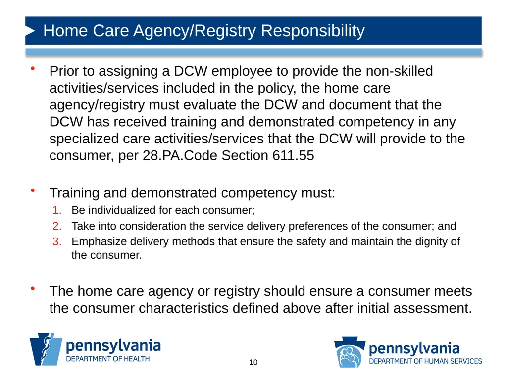 DIRECT CARE WORKER POLICY CLARIFICATION & GUIDANCE - slide 10 of 14