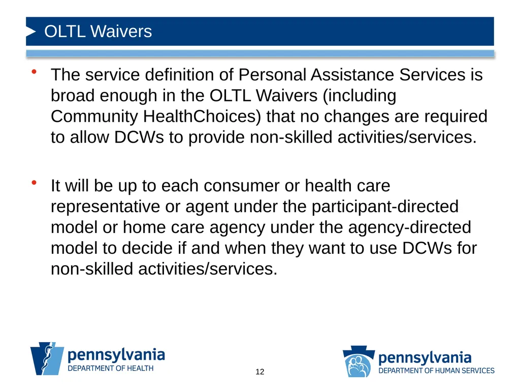 DIRECT CARE WORKER POLICY CLARIFICATION & GUIDANCE - slide 12 of 14