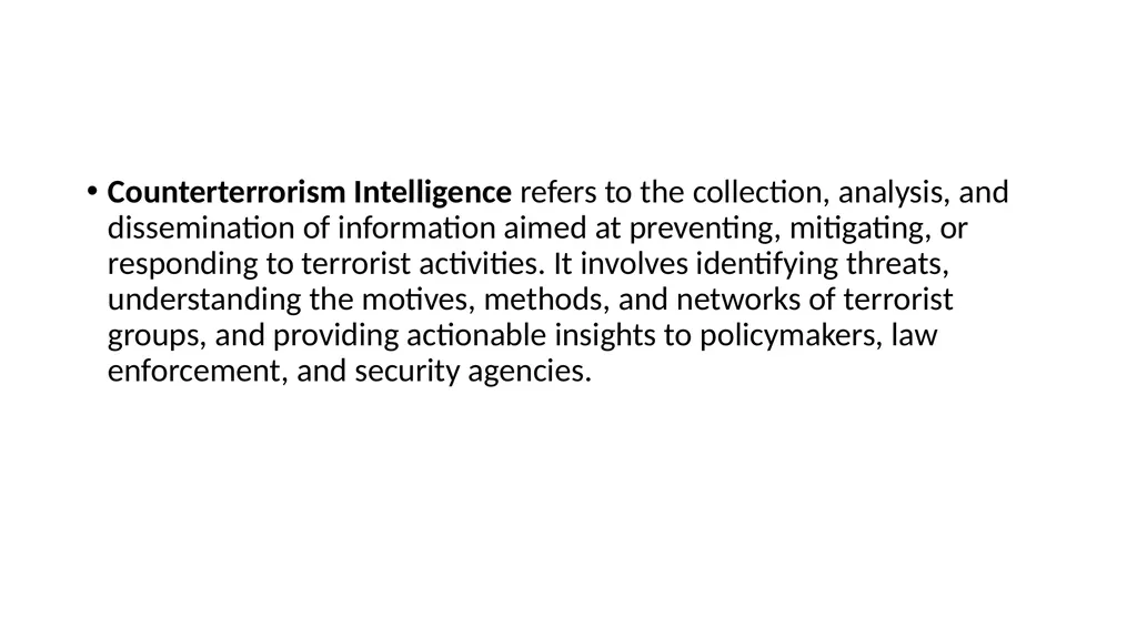 Counterterrorism Intelligence Key Concepts, - slide 2 of 10