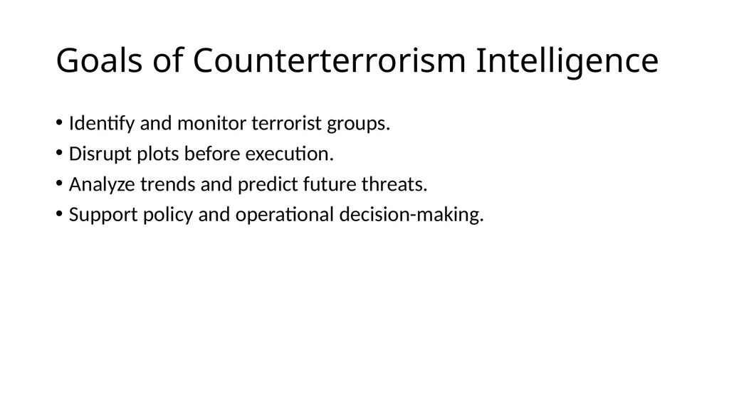 Counterterrorism Intelligence Key Concepts, - slide 3 of 10