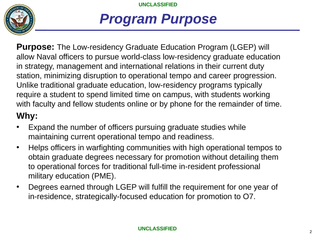 Low-residency Graduate Education Program Office of - slide 2 of 26