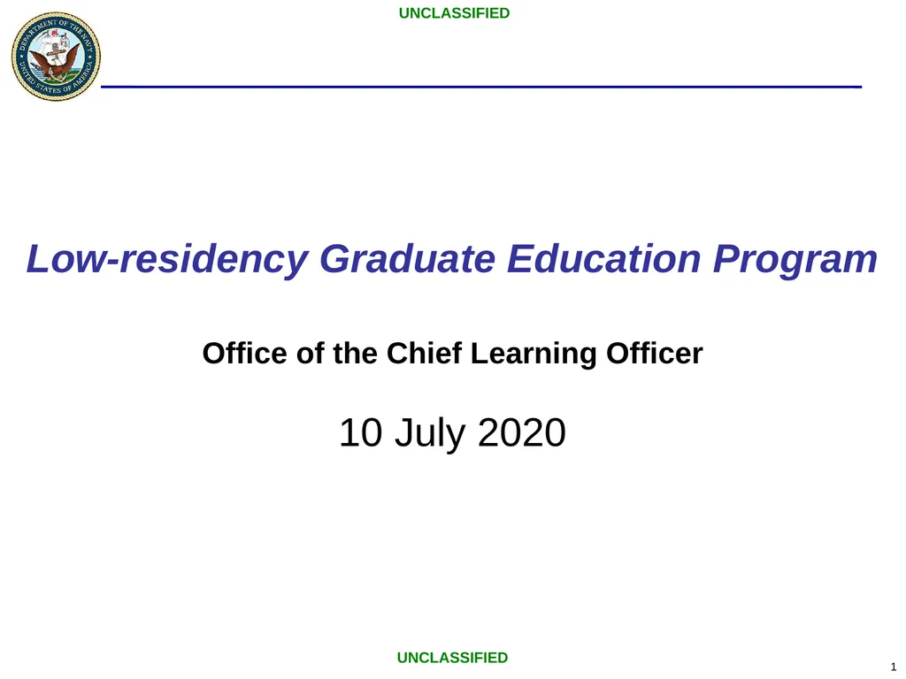Low-residency Graduate Education Program Office of - slide 1 of 26
