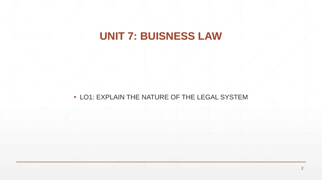 UNIT 7: BUSINESS LAW UNIT CODE: H/617/0736 UNIT 7: - slide 2 of 36
