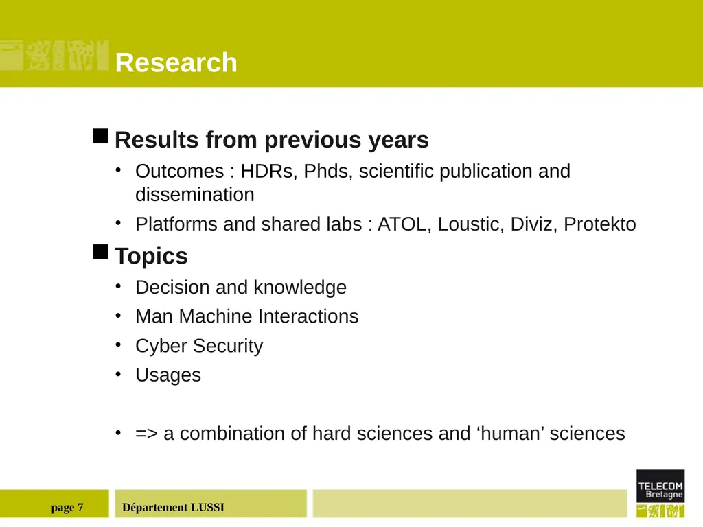 Département LUSSI (Logiques des Usages, Sciences - slide 7 of 13