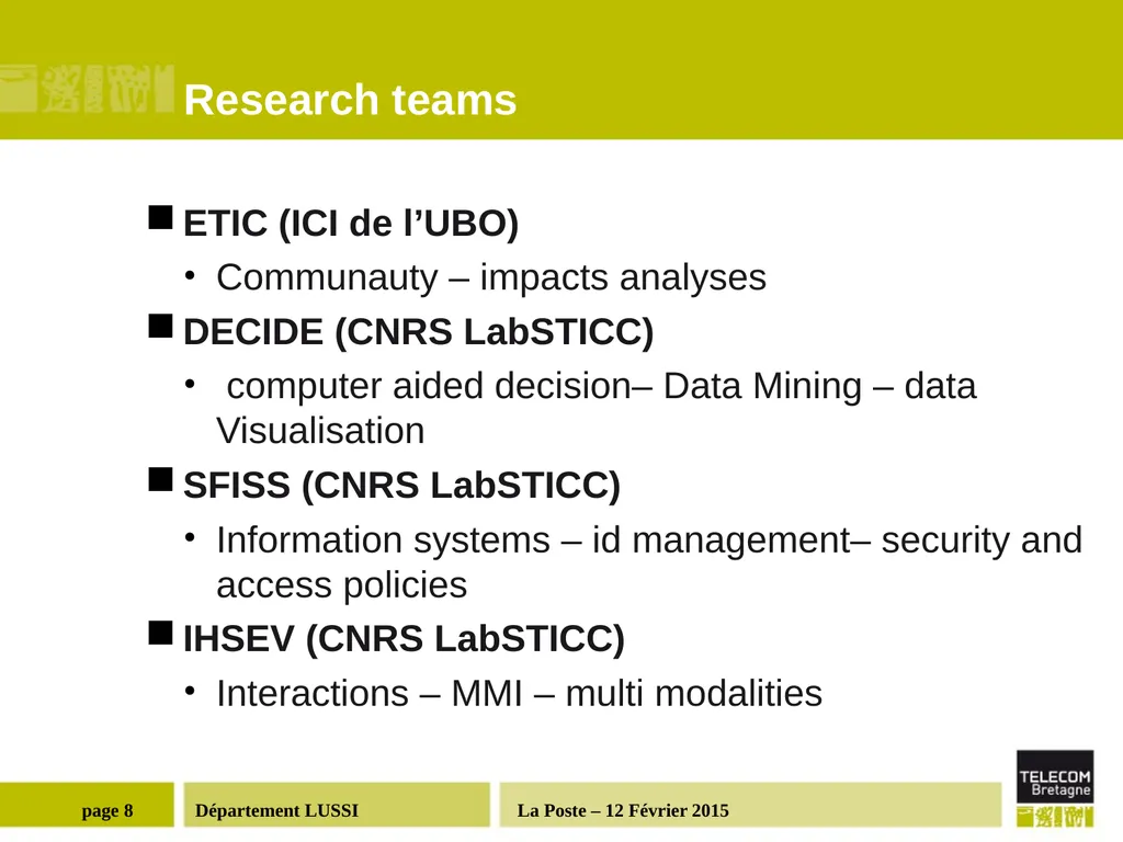 Département LUSSI (Logiques des Usages, Sciences - slide 8 of 13