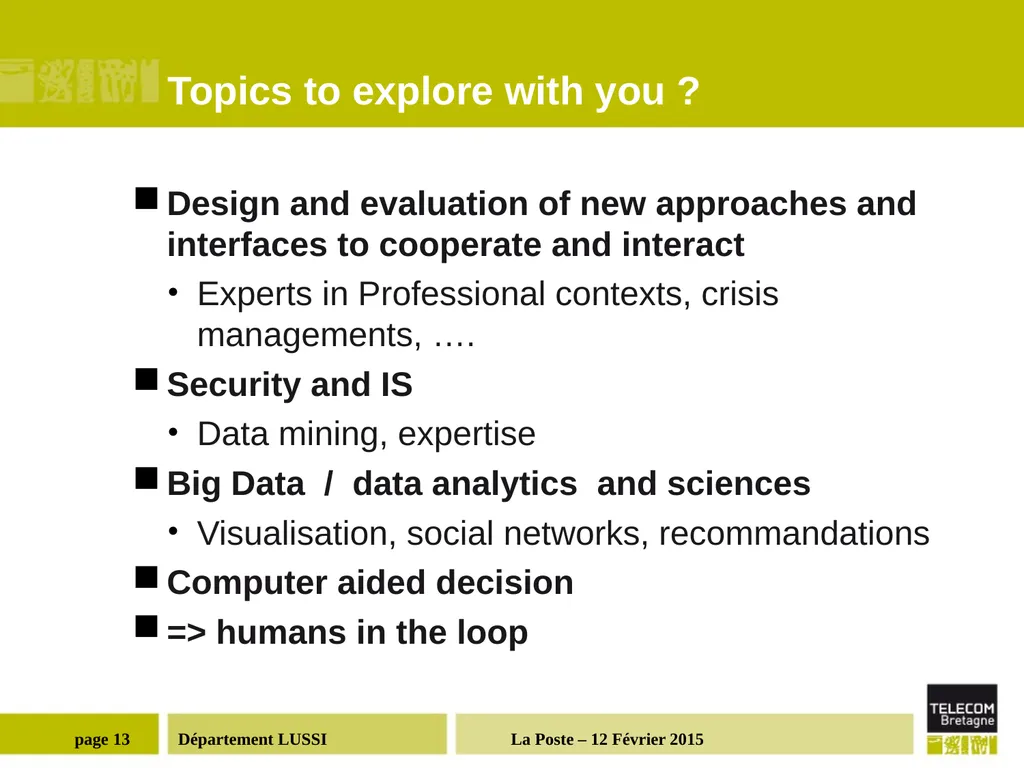 Département LUSSI (Logiques des Usages, Sciences - slide 13 of 13