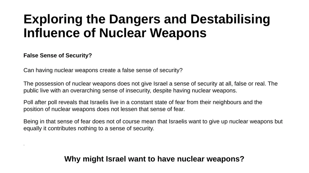 Nuclear Deterrence and Israel’s Nuclear Weapons - slide 6 of 9