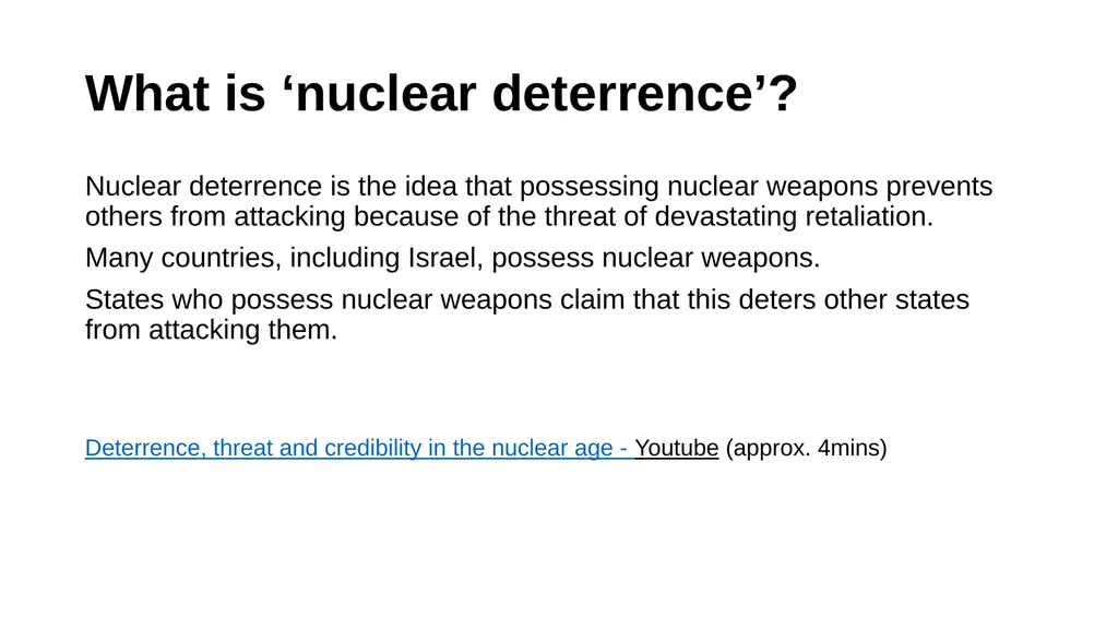 Nuclear Deterrence and Israel’s Nuclear Weapons - slide 3 of 9