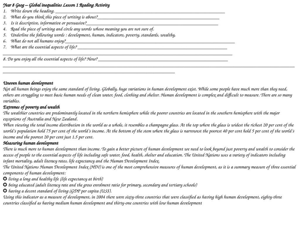 Year 8 Geography Readings Year 8 Geog – - slide 14 of 33