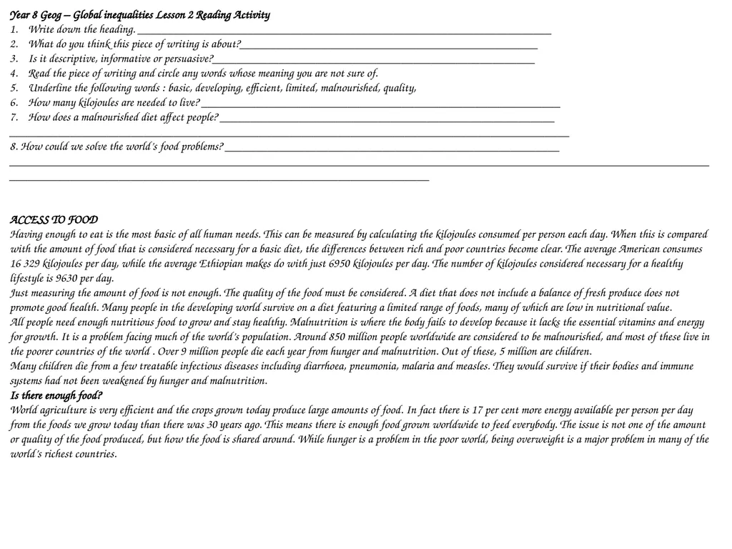 Year 8 Geography Readings Year 8 Geog – - slide 15 of 33