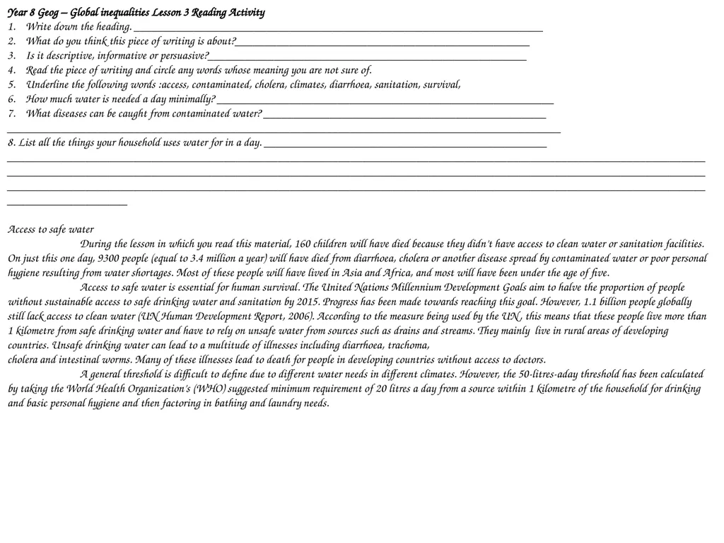 Year 8 Geography Readings Year 8 Geog – - slide 16 of 33