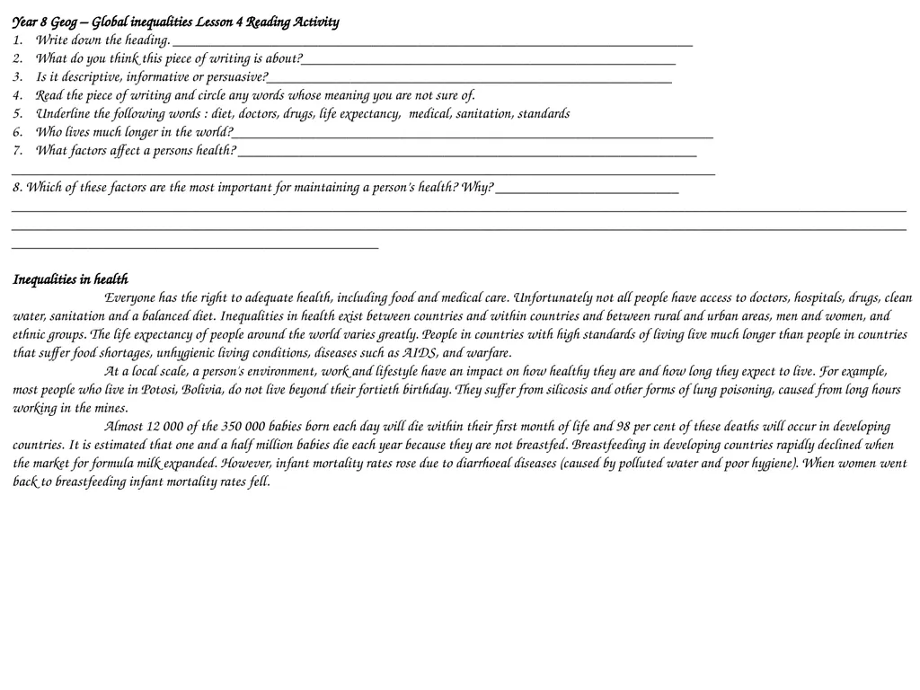 Year 8 Geography Readings Year 8 Geog – - slide 17 of 33
