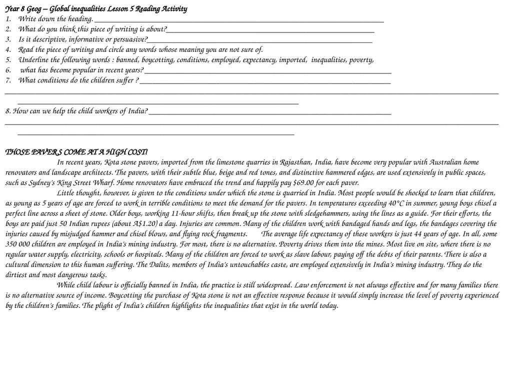 Year 8 Geography Readings Year 8 Geog – - slide 18 of 33