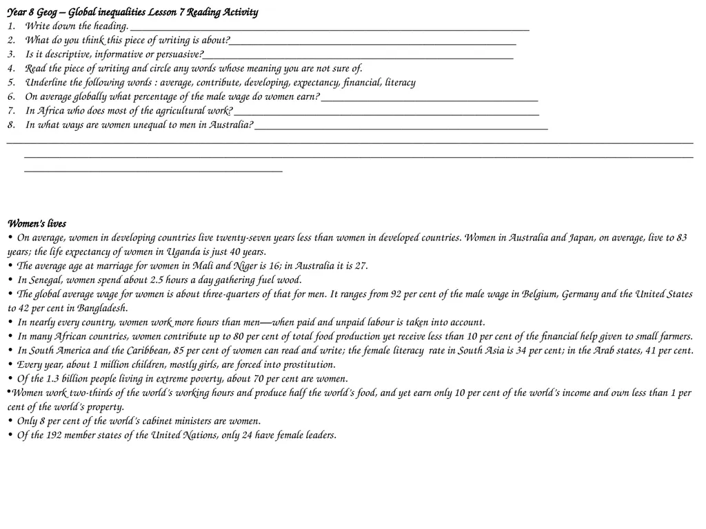 Year 8 Geography Readings Year 8 Geog – - slide 20 of 33