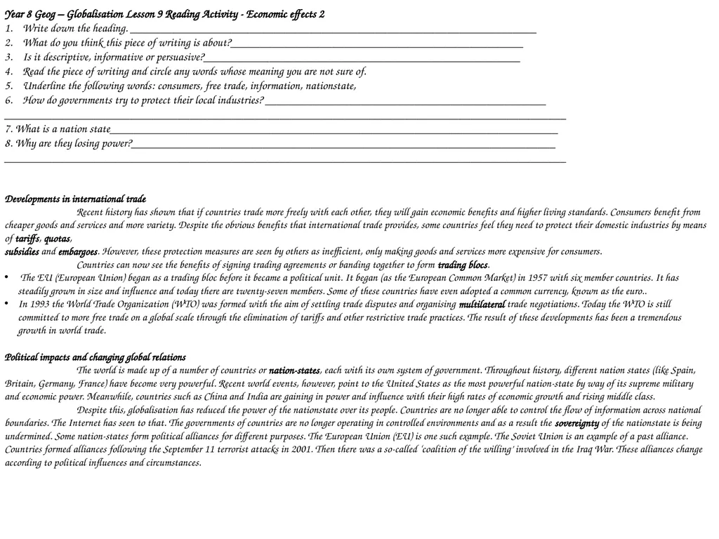 Year 8 Geography Readings Year 8 Geog – - slide 10 of 33