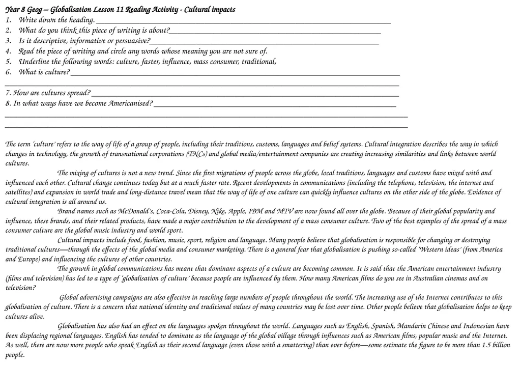 Year 8 Geography Readings Year 8 Geog – - slide 12 of 33