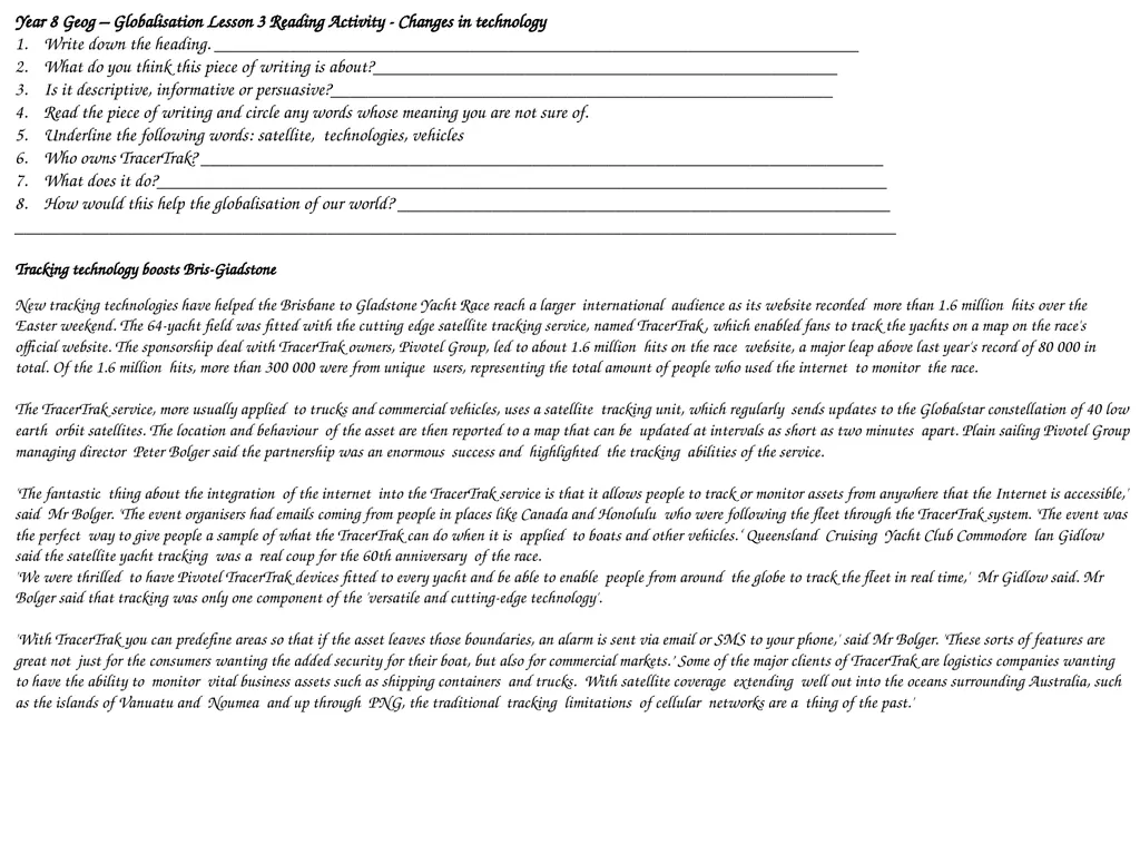 Year 8 Geography Readings Year 8 Geog – - slide 4 of 33