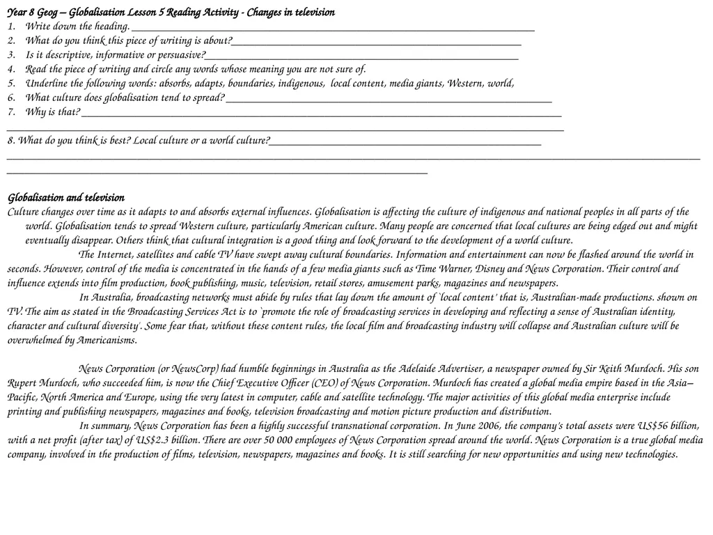 Year 8 Geography Readings Year 8 Geog – - slide 6 of 33