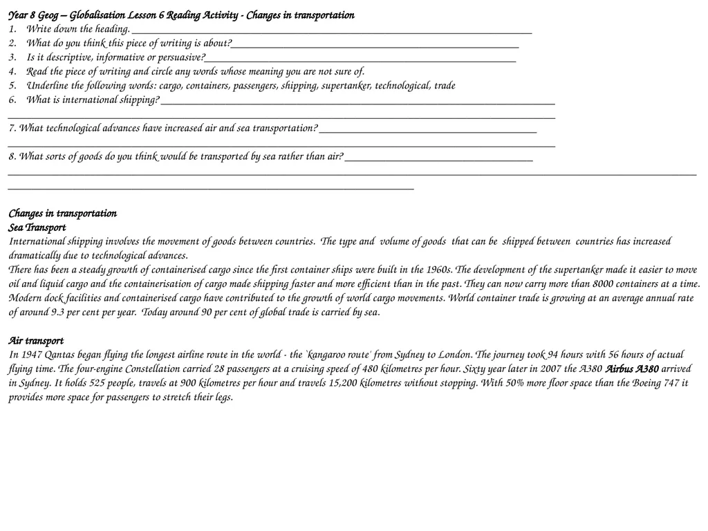Year 8 Geography Readings Year 8 Geog – - slide 7 of 33