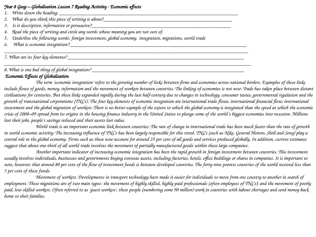 Year 8 Geography Readings Year 8 Geog – - slide 8 of 33